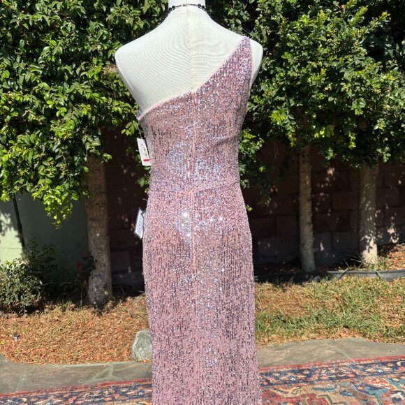 Xscape NWT Blush Pink Sequin One Shoulder Gown Floor Length Prom - Picture 8 of 9
